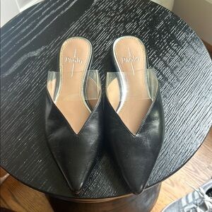 Paolo Black Leather Mules with Pointed Toe